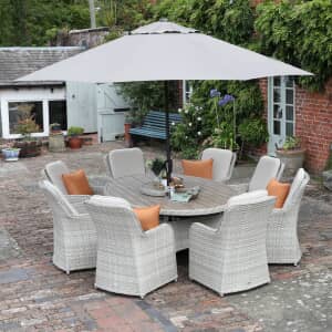 Supremo Hemsby 8 Seat 220x145cm Oval Dining Set with 70cm Lazy Susan