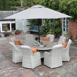 Supremo Hemsby 8 Seat 220x145cm Oval Dining Set with 70cm Lazy Susan