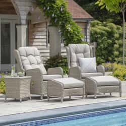 Bramblecrest Chedworth Deluxe Recliner Set with 2 Footstools and Ceramic Top Coffee Table - Sandstone