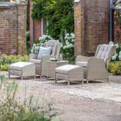 Bramblecrest Chedworth Recliner Set with 2 Footstools and Ceramic Top Side Table - Sandstone