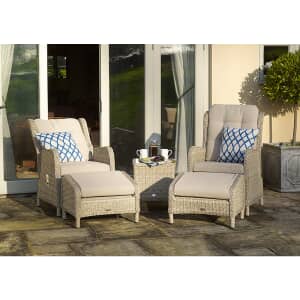 Bramblecrest Chedworth Recliner Set with 2 Footstools and Ceramic Top Side Table - Sandstone