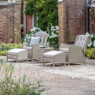 Bramblecrest Chedworth Recliner Set with 2 Footstools and Ceramic Top Side Table - Sandstone