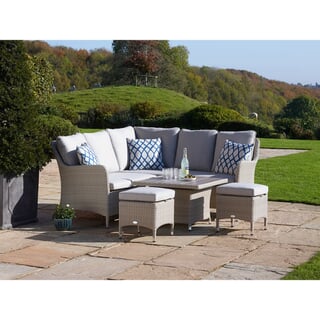 Bramblecrest Tetbury Modular Corner Sofa with Mini Adjustable Tree Free Casual Dining Table  2 Stools - Nutmeg