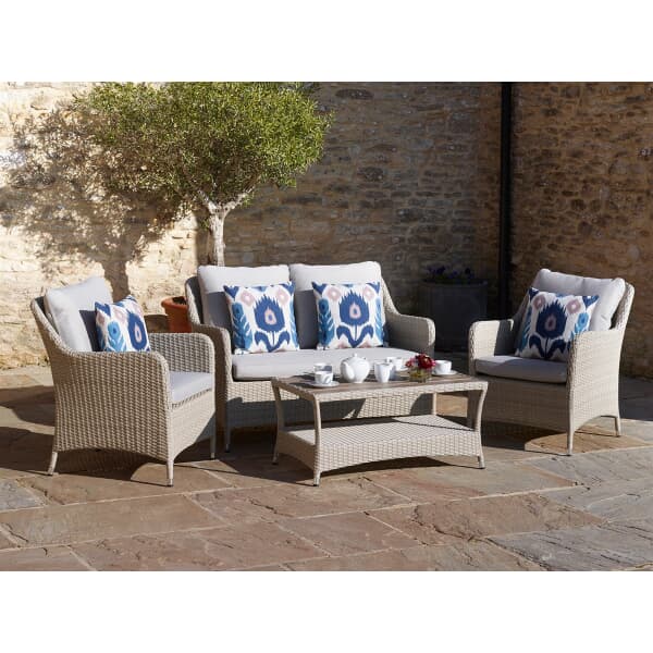 Bramblecrest Tetbury Nutmeg 2 Seat Sofa  2 Sofa Armchairs with Eco Cushions  Coffee Table with Tree Free Top