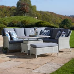 Bramblecrest Tetbury Modular Sofa with Rectangle Adjustable Tree Free Casual Dining Table and Bench Cloud/Pebble