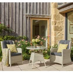 Bramblecrest Chedworth 80cm Round Bistro Table with 2 High-Back Armchairs - Dove Grey