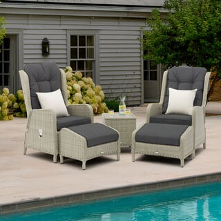 Bramblecrest Chedworth Deluxe Recliner Set with 2 Footstools  Ceramic Top Coffee Table - Dove Grey