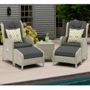 Bramblecrest Chedworth Recliner Set with 2 Footstools  Ceramic Top Coffee Table - Dove Grey