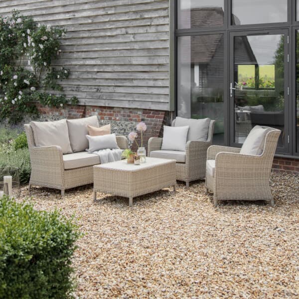 Bramblecrest Chedworth 2 Seater Sofa with 2 Sofa Armchairs and Coffee Table - Sandstone