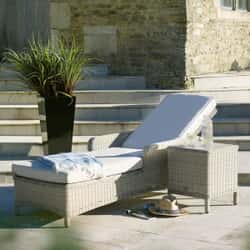 Bramblecrest Chedworth Lounger with Coffee Table with Ceramic Top - Sandstone