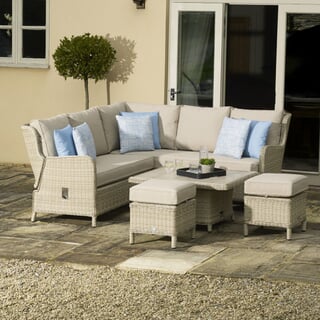Bramblecrest Chedworth Reclining Modular Sofa with Mini Dual Height Ceramic Table - Sandstone