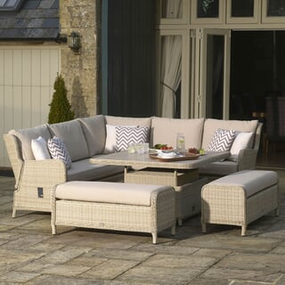Bramblecrest Chedworth Reclining Corner Sofa Set with Height Adjustable Table - Sandstone