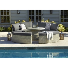 Bramblecrest Monterey Modular Daybed Set with 110cm Round Ceramic Dual Height Table Dove Grey