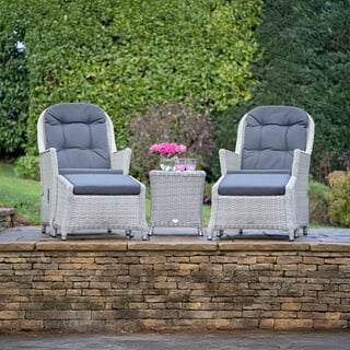 Bramblecrest Monterey Recliner Set with 2 Footstools Ceramic Top Side Table Dove Grey - 2026