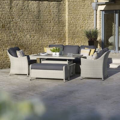 Bramblecrest Monterey 3 Seat Lounge Sofa Set With 2 Chairs And Bench In Dove Grey