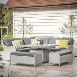 Bramblecrest Monterey Modular Corner Sofa with Square Ceramic Adjustable Dining Table 2 Benches Dove Grey 2026