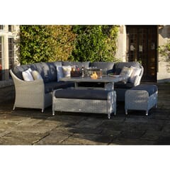 Bramblecrest Monterey Modular Sofa with Square Ceramic Casual Dining Table with Firepit Dove Grey