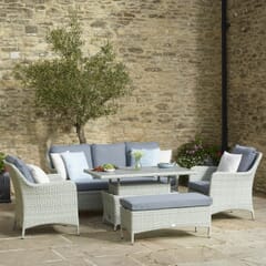 Bramblecrest Tetbury 3 Seat Sofa with Rectangle Adj Tree Free Table with Bench Cloud/Pebble