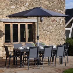 Bramblecrest Seville Textilene 8 Seat Rectangle Dining Set with Parasol  Base