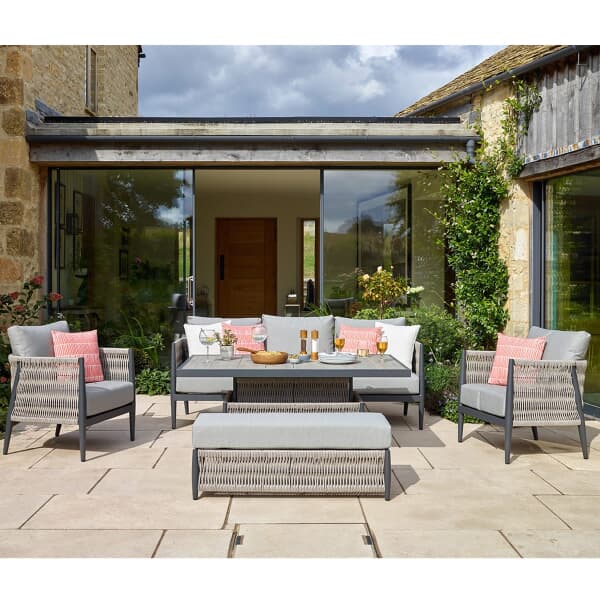 Bramblecrest Mauritius 3 Seat Sofa with Rectangle Adjustable Table - Eco Cobble