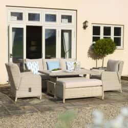 Bramblecrest Chedworth Rectangular 3 Seat Sofa with Adjustable Dining Table - Sandstone