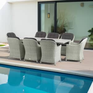 Bramblecrest Monterey 8 Seat Rectangular 240 x 100 cm Ceramic Top Table in Dove Grey