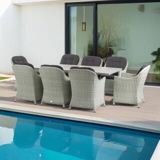 Bramblecrest Monterey 8 Seat Rectangular 240 x 100 cm Ceramic Top Table in Dove Grey