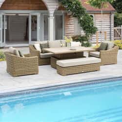 Bramblecrest Fairford 3 Seat Lounge Sofa Set with Rectangle Piston Table
