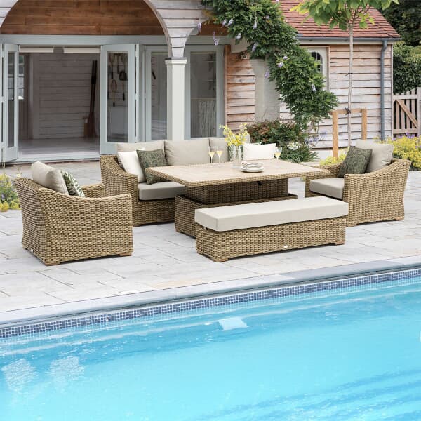 Bramblecrest Fairford 3 Seat Lounge Sofa Set with Rectangle Piston Table