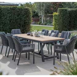 Bramblecrest San Marino 240 x 100cm Teak Dining Table with 8 Deluxe Armchairs - Slate