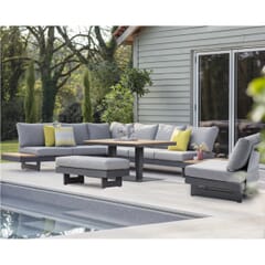 Bramblecrest Vilamoura L-Shape Sofa with Rectangle Piston Table Bench and Sofa Chair