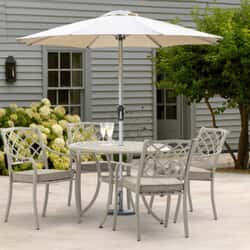 Bramblecrest RHS Bridgewater 4 Seat Round Dining Set with Parasol - Stone