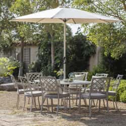 Bramblecrest RHS Bridgewater 8 Seat Oval Dining Set with Parasol - Stone
