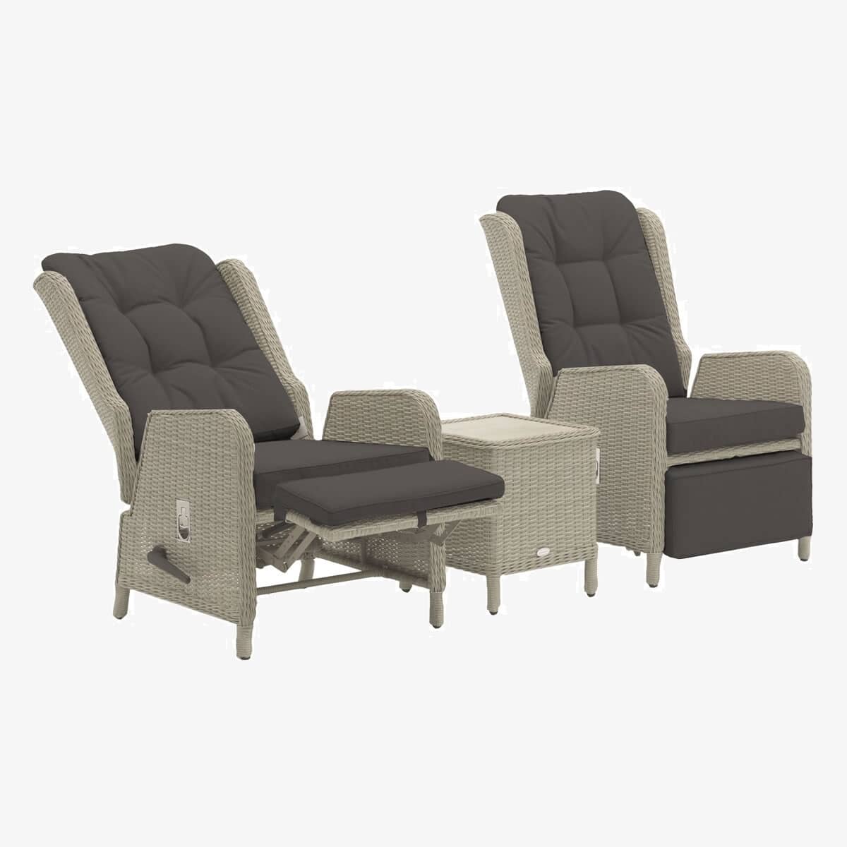 Bramblecrest Chedworth Deluxe Recliner Set with Integral Footstools - Dove Grey