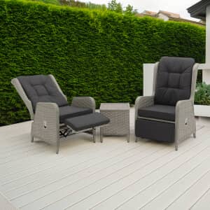 Bramblecrest Chedworth Deluxe Recliner Set with Integral Footstools - Dove Grey