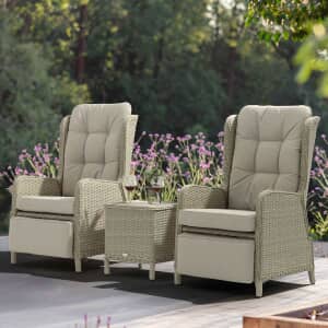 Bramblecrest Chedworth Deluxe Recliner Set with Integral Footstools - Sandstone