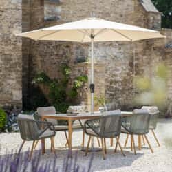 Bramblecrest Helsinki 6 Seat Rectangualr Dining Set With Parasol And Base Fern Green