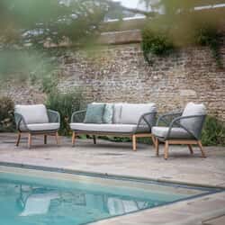 Bramblecrest Helsinki 2 Seat Sofa with 2x Sofa Chairs And Rectangle Coffee Table Fern Green