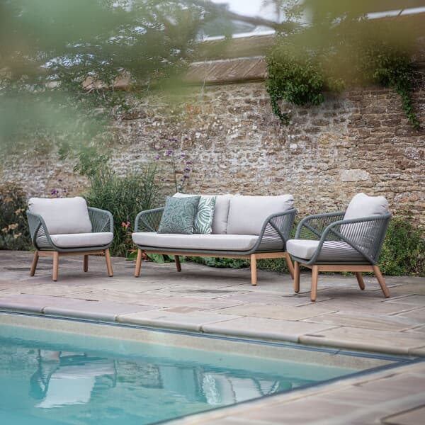 Bramblecrest Helsinki 2 Seat Sofa with 2x Sofa Chairs And Rectangle Coffee Table Fern Green