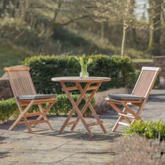 Bramblecrest Richmond 80cm Round Folding Table with 2 Folding Side Chairs  Seat Cushions