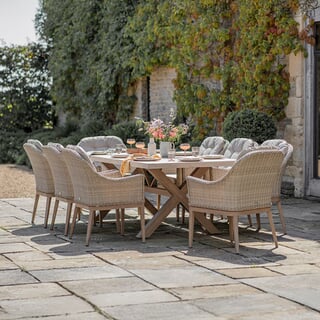 Bramblecrest Monterey Deluxe Vogue 8 Seat Rectangle Dining Set Sandstone