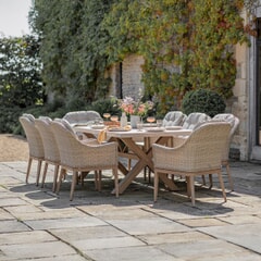 Bramblecrest Monterey Deluxe Vogue 8 Seat Rectangle Dining Set Sandstone