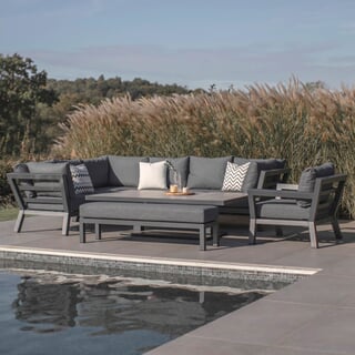 Bramblecrest San Marino Modular L Shape Corner Sofa with Height Adjustable Rectangular Ceramic Table - Slate (2025)