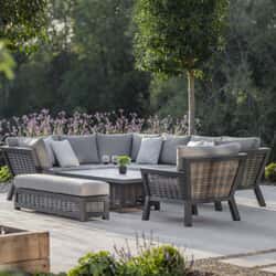Bramblecrest Tuscan L-Shape Sofa with Large Rectangle Piston Adjustable Height Table Bench  Chair