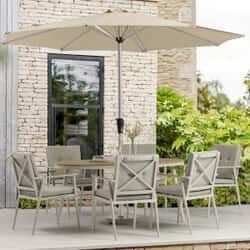 Bramblecrest RHS Wisley 6 Seat Elliptical Dining Set - Mocha