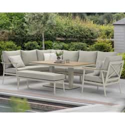 Bramblecrest RHS Wisley Corner Sofa with Rectangular Height Adjustable Table - Mocha