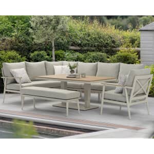 Bramblecrest RHS Wisley Corner Sofa with Rectangular Height Adjustable Table - Mocha