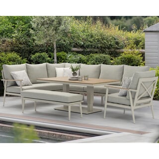 Bramblecrest RHS Wisley Corner Sofa with Rectangular Height Adjustable Table - Mocha