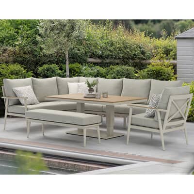 Bramblecrest RHS Wisley Corner Sofa with Rectangular Height Adjustable Table - Mocha