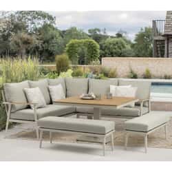 Bramblecrest RHS Wisley Square Corner Sofa Set with Height Adjustable Table - Mocha